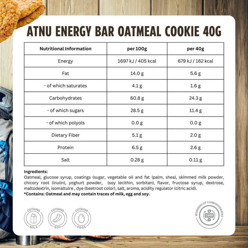 Load image into Gallery viewer, ATNU Energy bar Oatmeal Cookie (12x40g)