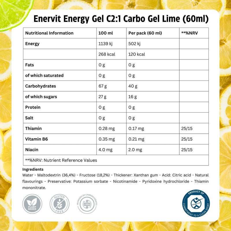 Load image into Gallery viewer, Enervit Energy Gel C2:1 Carbo Gel Lime (60ml)
