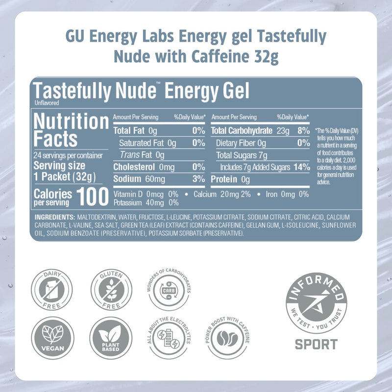 Load image into Gallery viewer, GU Energy Gel Tastefully Nude with Caffeine (24x32g)