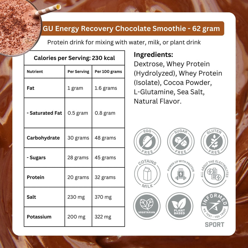 Load image into Gallery viewer, GU Energy Roctane Protein Recovery Chocolate Smoothie (62g)