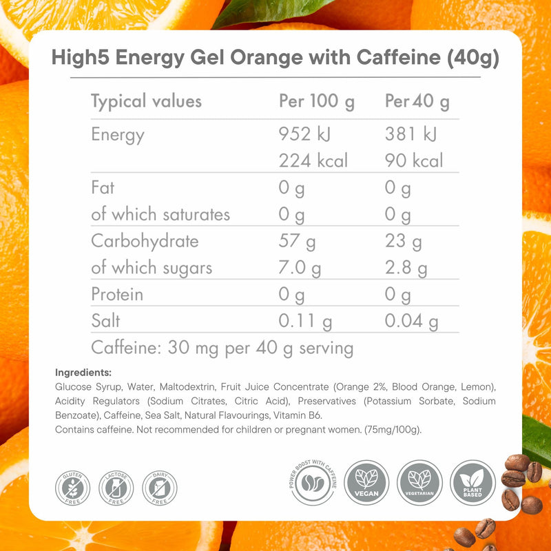 Load image into Gallery viewer, High5 Energy Gel Caffeine Orange (20 x 40g)