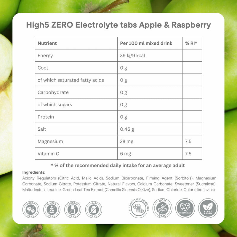 Load image into Gallery viewer, High5 ZERO Electrolyte tabs Apple & Raspberry - Ingredients