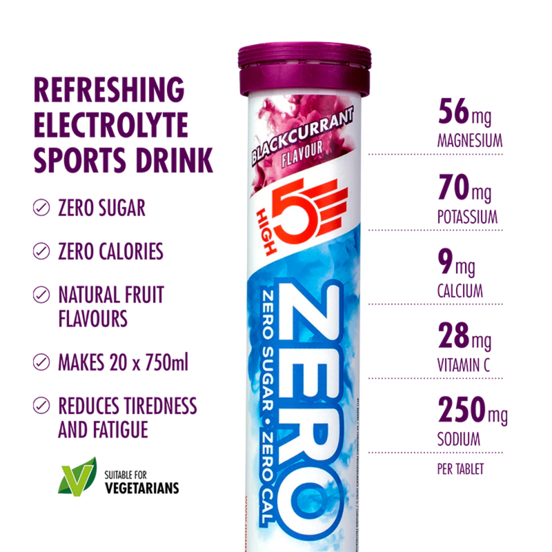 Load image into Gallery viewer, High5 Electrolyte Tabs ZERO Blackcurrant (8x20 tabs)