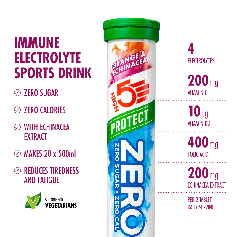 Load image into Gallery viewer, High5 Electrolyte Tabs ZERO Protect Orange & Echinacea (8x20 tabs)