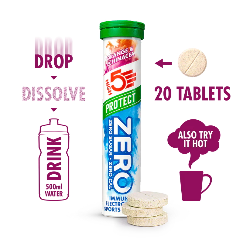 Load image into Gallery viewer, High5 Electrolyte Tabs ZERO Protect Orange & Echinacea (8x20 tabs)