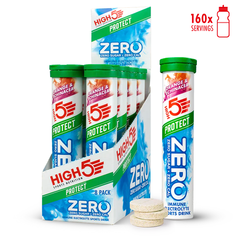 Load image into Gallery viewer, High5 Electrolyte Tabs ZERO Protect Orange & Echinacea (8x20 tabs)